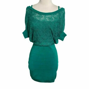 Arden B S green sheath‎ dress w/ mesh top